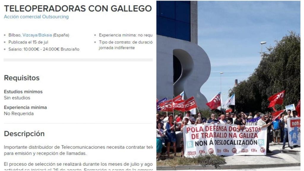 Trabajadores de R advierten que se buscan teleoperadoras con gallego en Bilbao