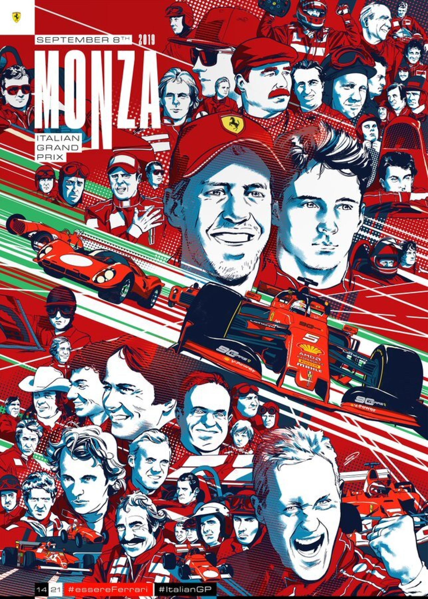 Cartel de Ferrari para Monza. Foto: Twitter (@ScuderiaFerrari)