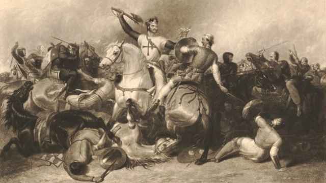 Escena de Ricardo Corazón de León combatiendo con Saladino.