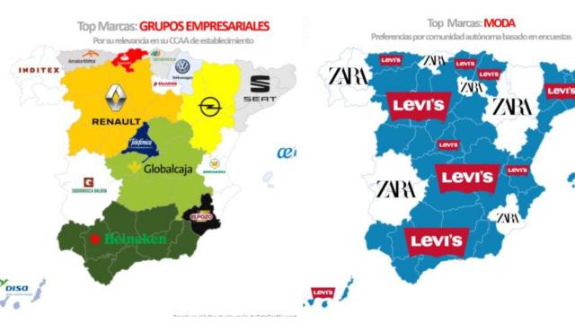 Principales grupos empresariales por comunidad y marca preferida de moda