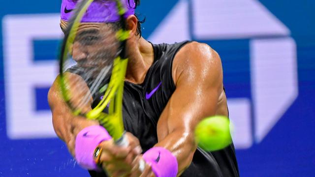 Nadal, durante el partido con Schwartzman.