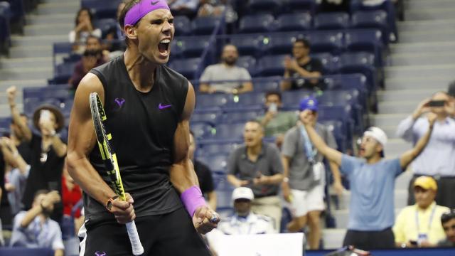 Nadal celebrando su pase a las semifinales del US Open.