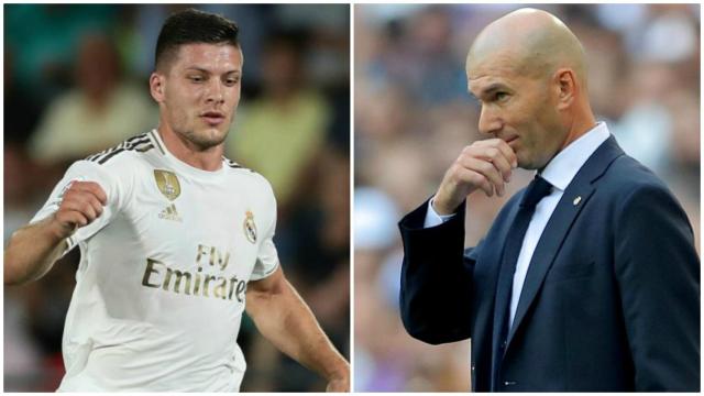 Luka Jovic (izquierda) y Zinedine Zidane (derecha).