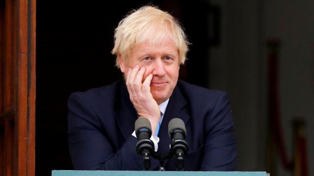 Boris Johnson tras su reunión de este lunes con el primer ministro de Irlanda, Leo Varadkar.