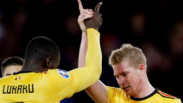 Lukaku y De Bruyne, en el partido entre Bélgica y Escocia