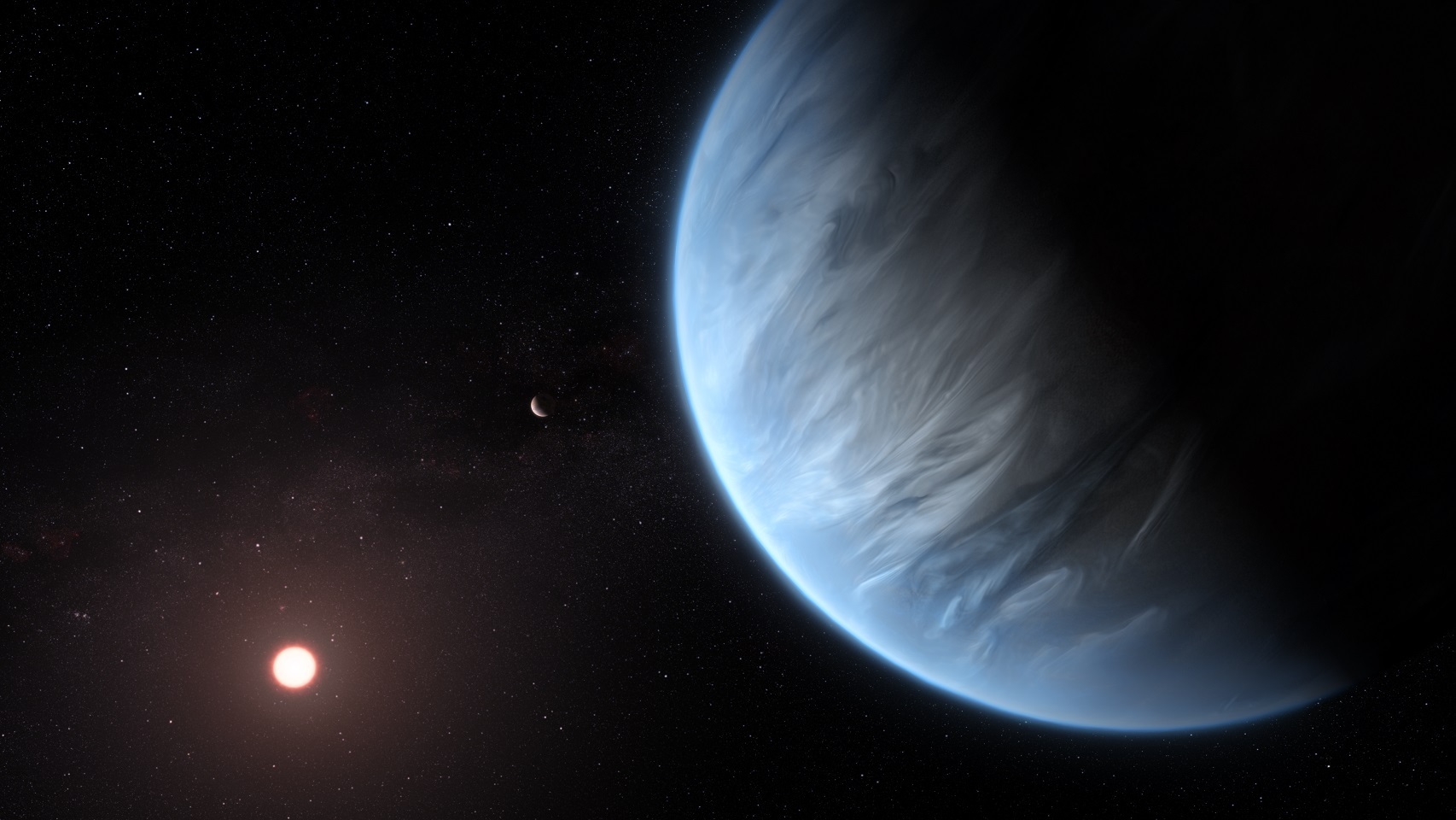Representación del planeta K2-18b.