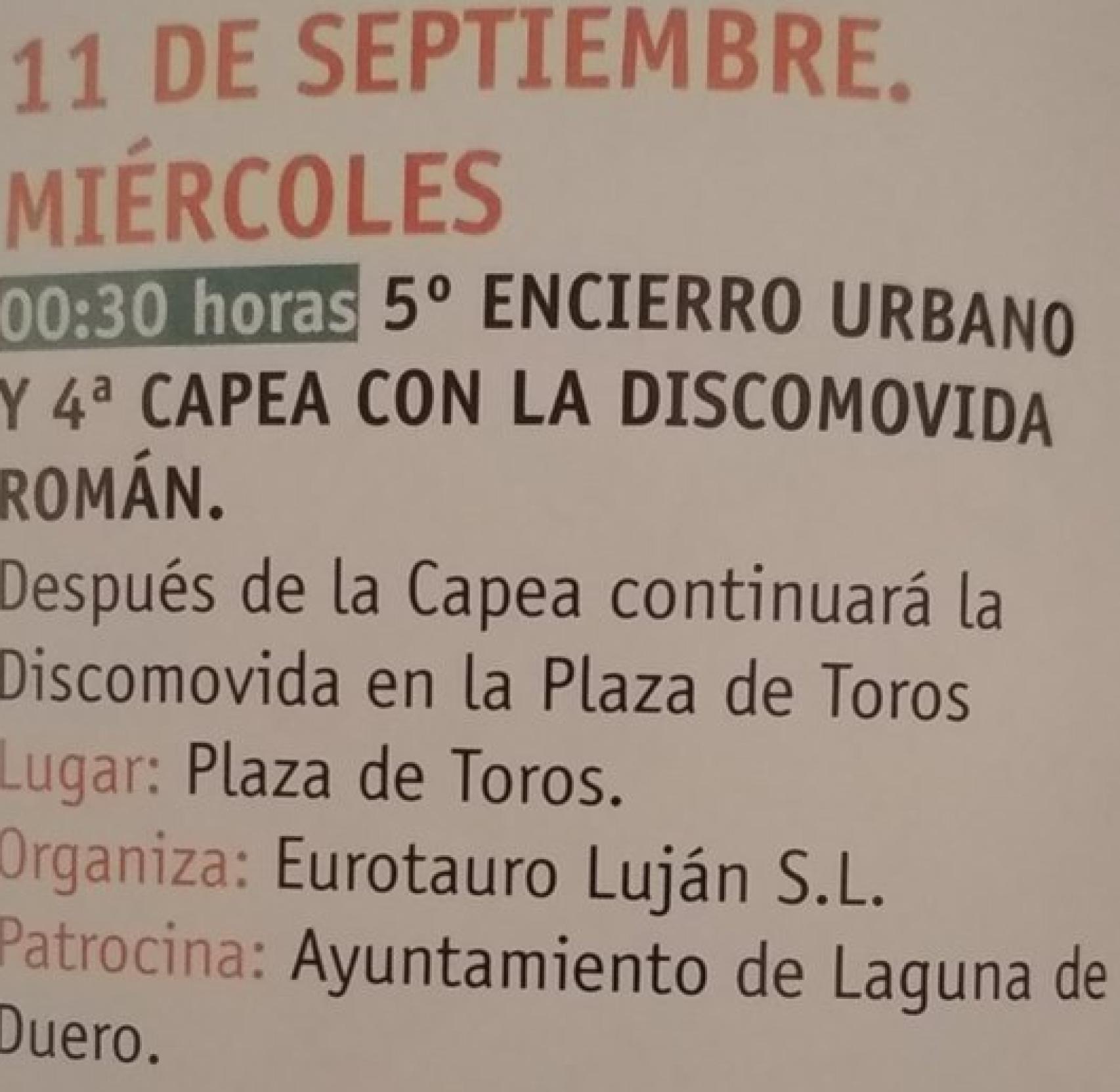 Programa de la discomóvil de Laguna de Duero (Valladolid).