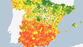 Captura de pantalla de uno de los mapas del INE sobre la renta de los españoles.
