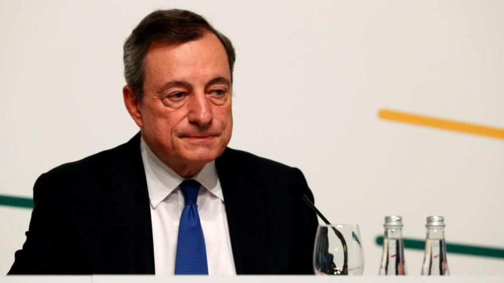 Mario Draghi, presidente del BCE, durante la rueda de prensa tras el consejo de gobierno del BCE.