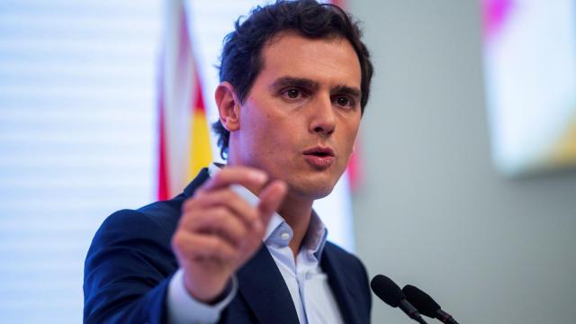 Albert Rivera, durante la rueda de prensa de este lunes.