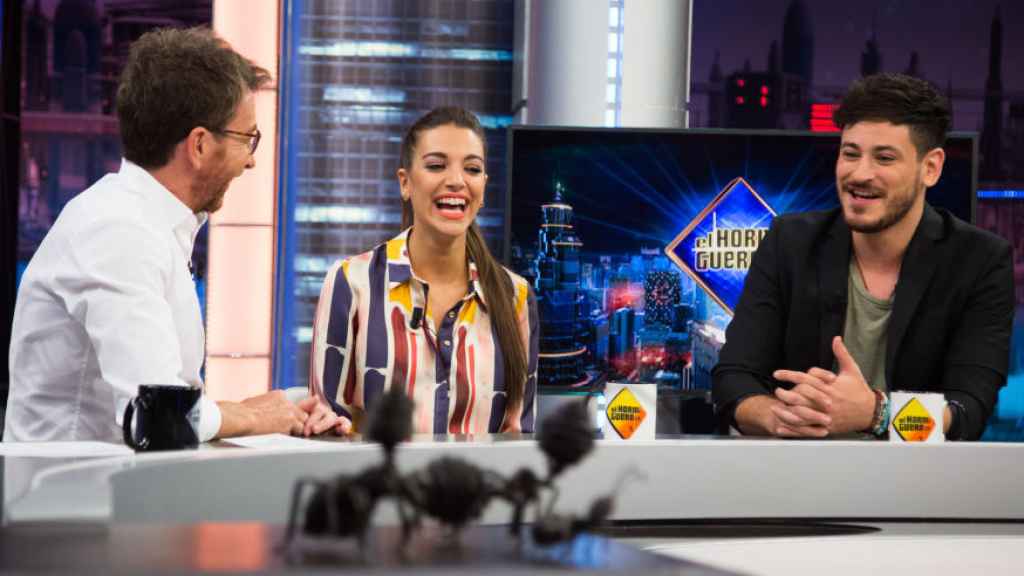 Pablo Motos, Ana Guerra y Cepeda este martes en 'El Hormiguero'.