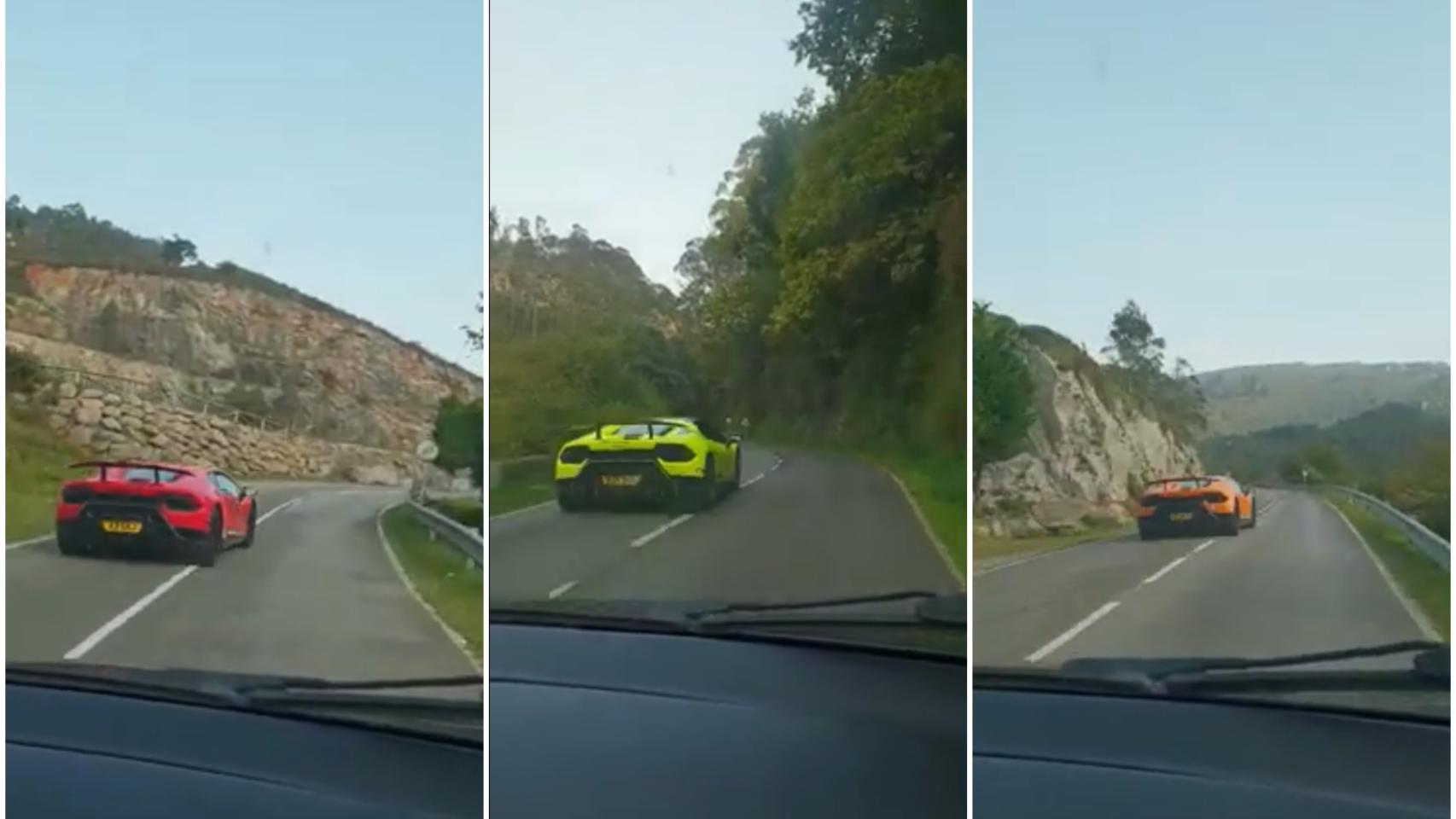 Las imágenes fueron grabadas por una pareja que viajaba por la misma carretera.