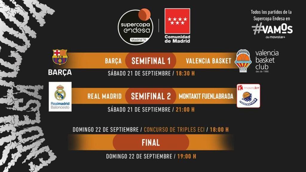 Cuadro de horarios de la Supercopa Endesa