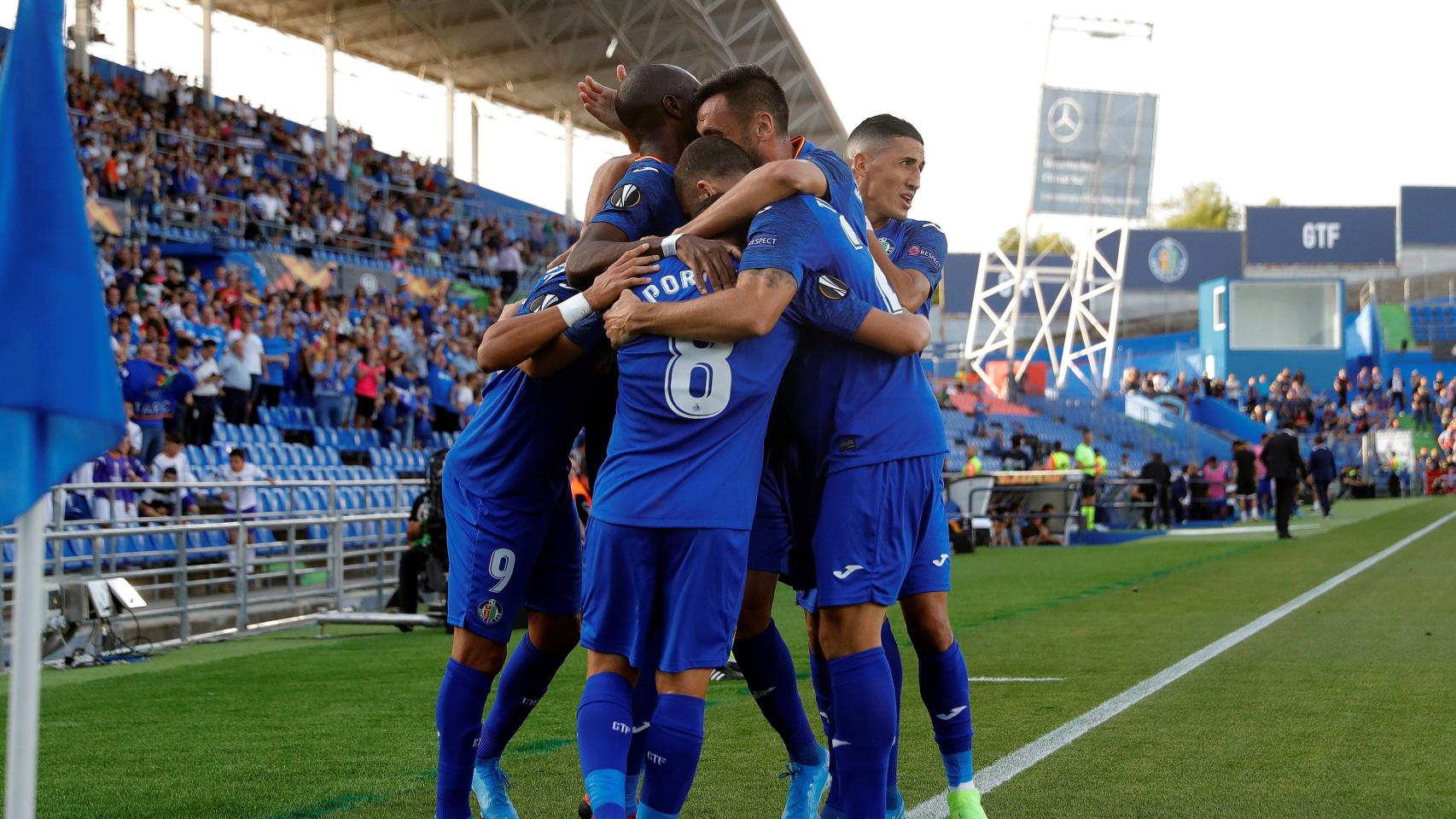 El Getafe celebra su victoria en Europa League