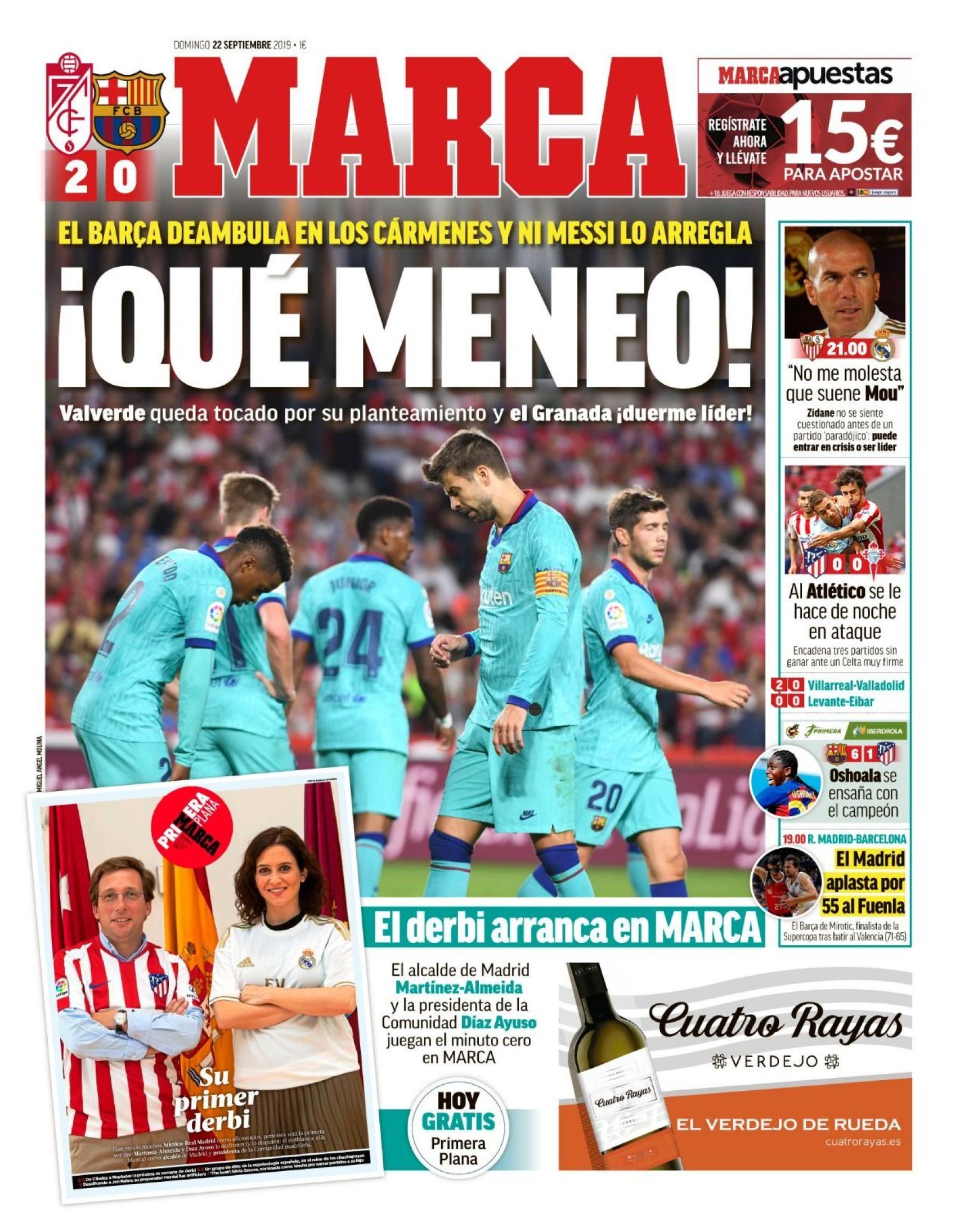 La portada del diario MARCA (22/09/2019)