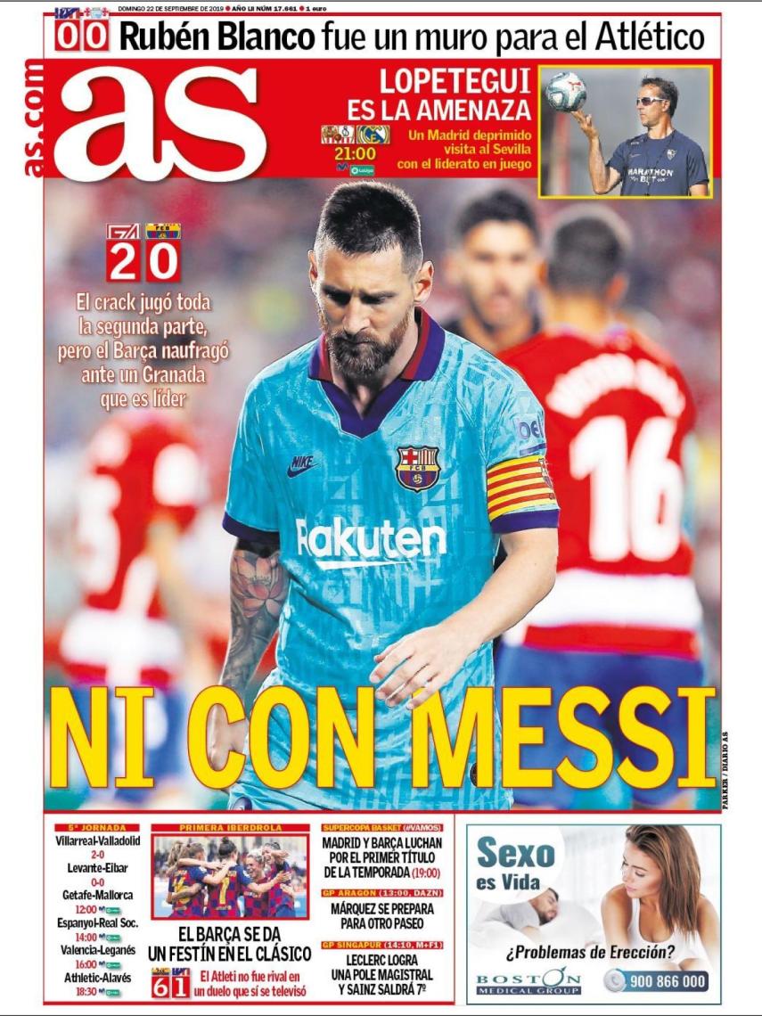 La portada del diario AS (22/09/2019)