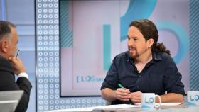Pablo Iglesias y Xabier Fortes en su entrevista en TVE.
