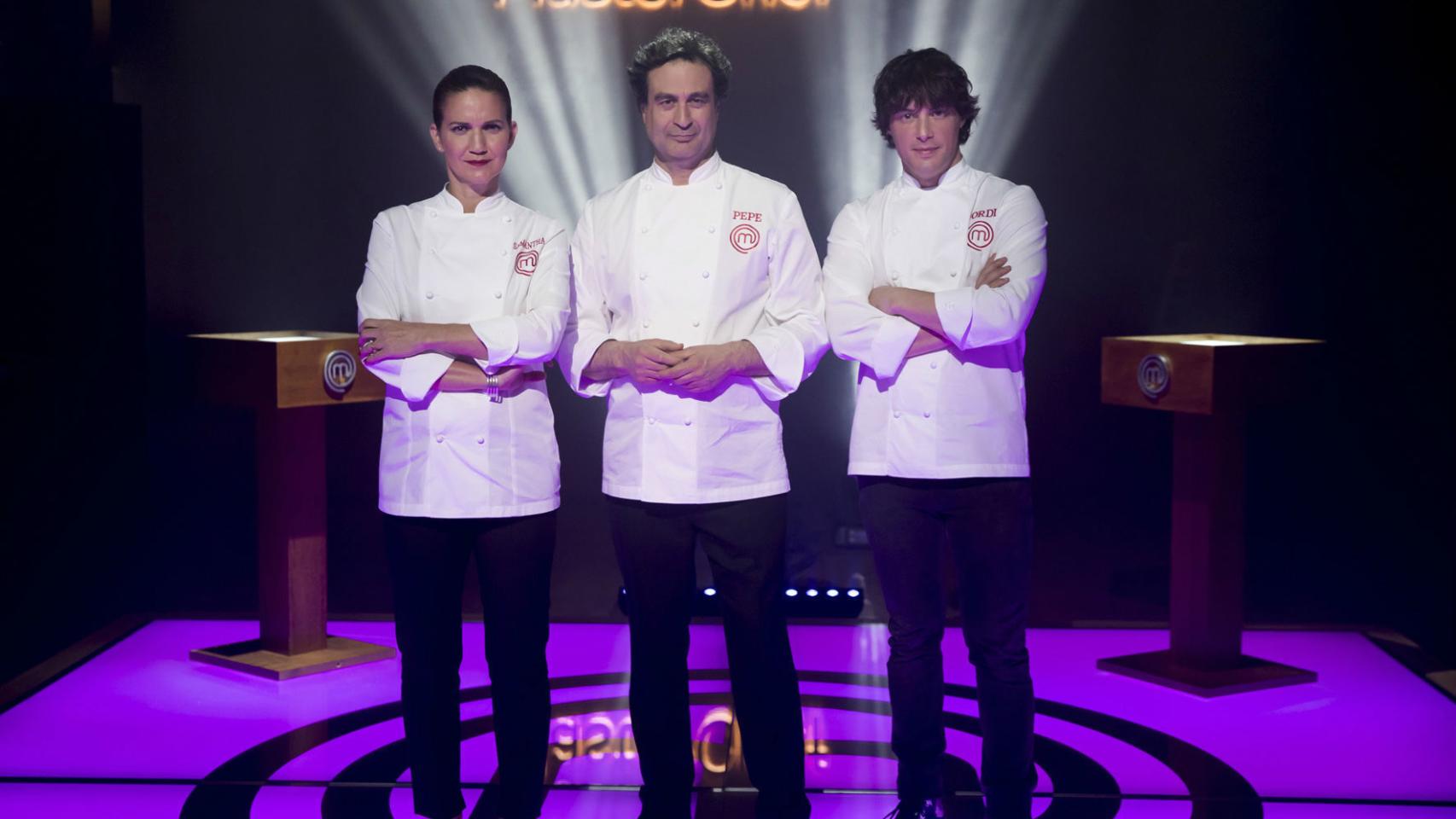 Samantha Vallejo-Nágera, Pepe Rodríguez y Jordi Cruz, el jurado de 'MasterChef'.