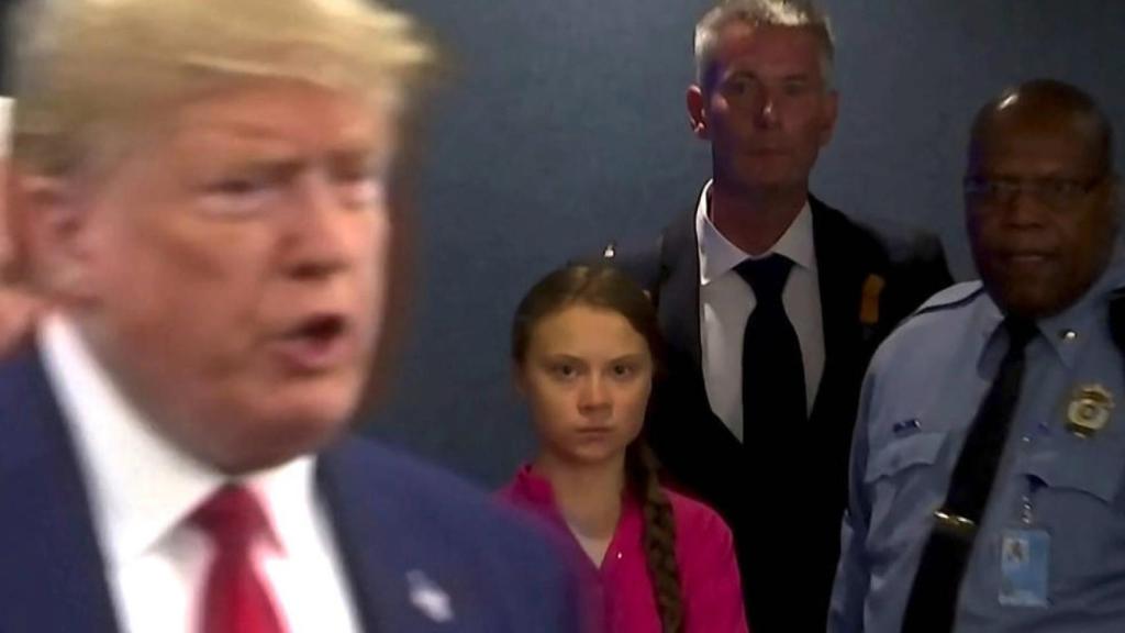 El presidente de EEUU, Donald Trump, junto a la activista sueca Greta Thunberg.