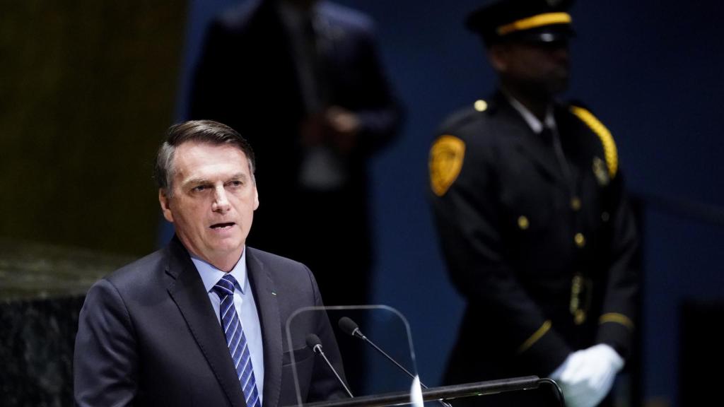 El presidente de Brasil, Jair Bolsonaro, durante la Cumbre por el Clima de la ONU en Nueva York.