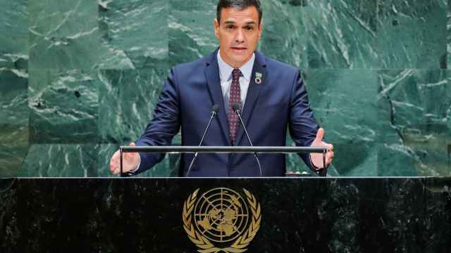 Pedro Sánchez, durante su intervención en una sesión anual de la Asamblea General de la ONU.
