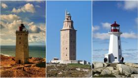 Rubjerg Knude en Dinamarca, la Torre de Hércules de A Coruña y el faro Peggy’s Point de Canadá