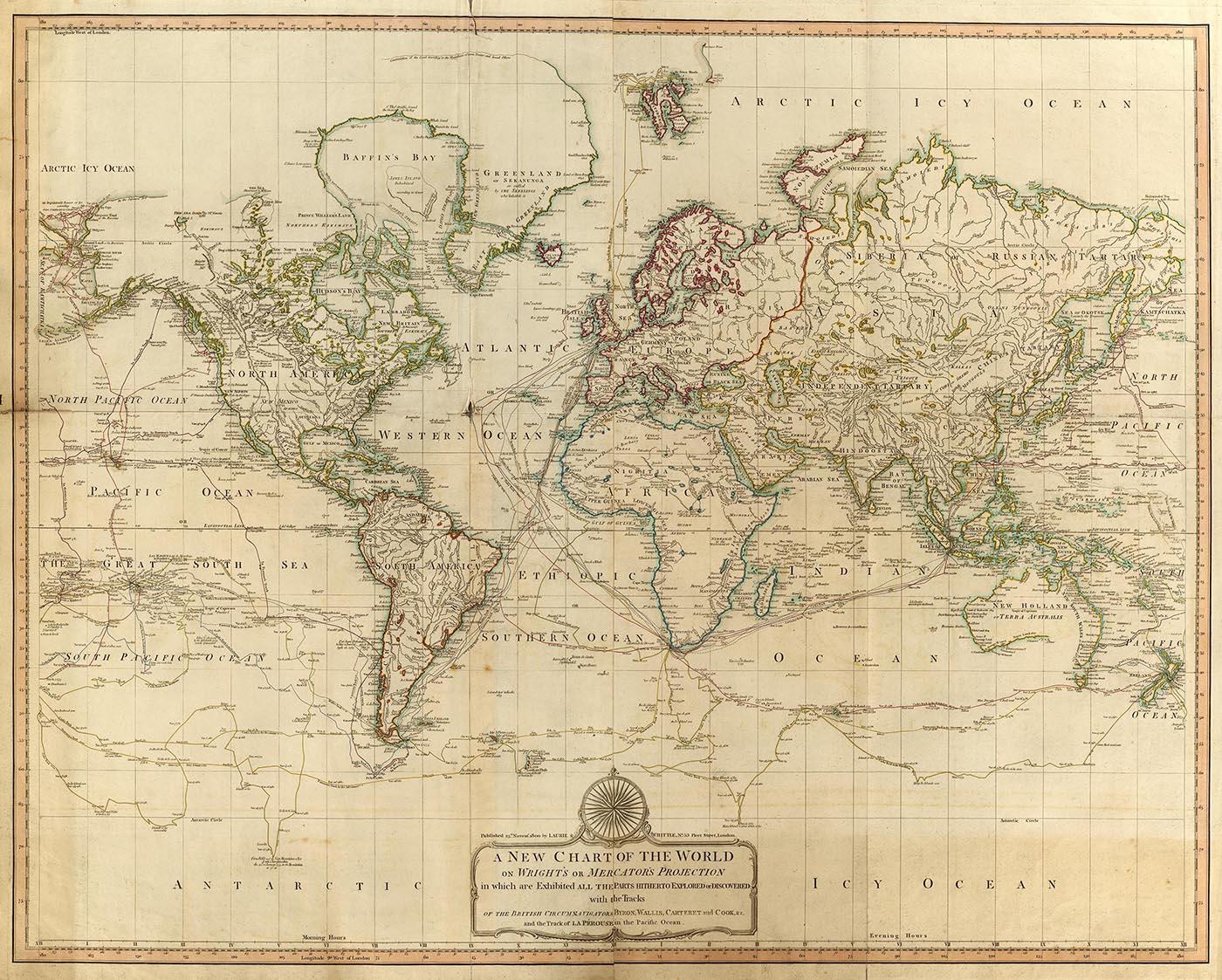 Mapa del mundo conocido en 1800. https://oldmapcompany.com