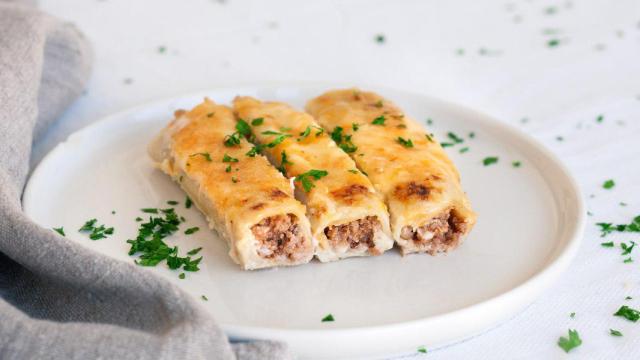 Canelones de carne con bechamel, los de toda la vida