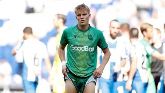 Odegaard, durante un partido con la Real Sociedad