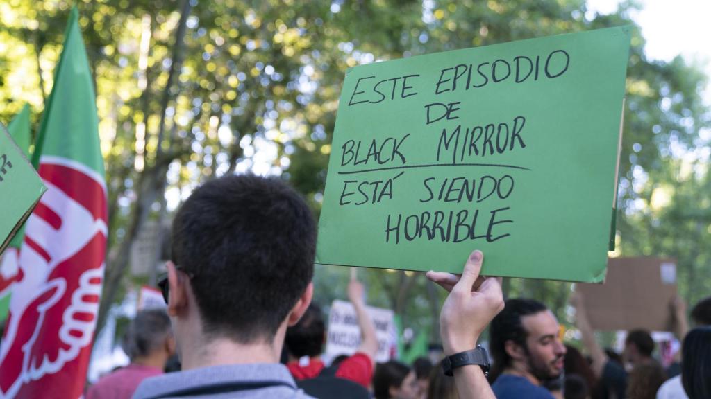 Un manifestante durante una de las marchas por el clima de Madrid en 2019.