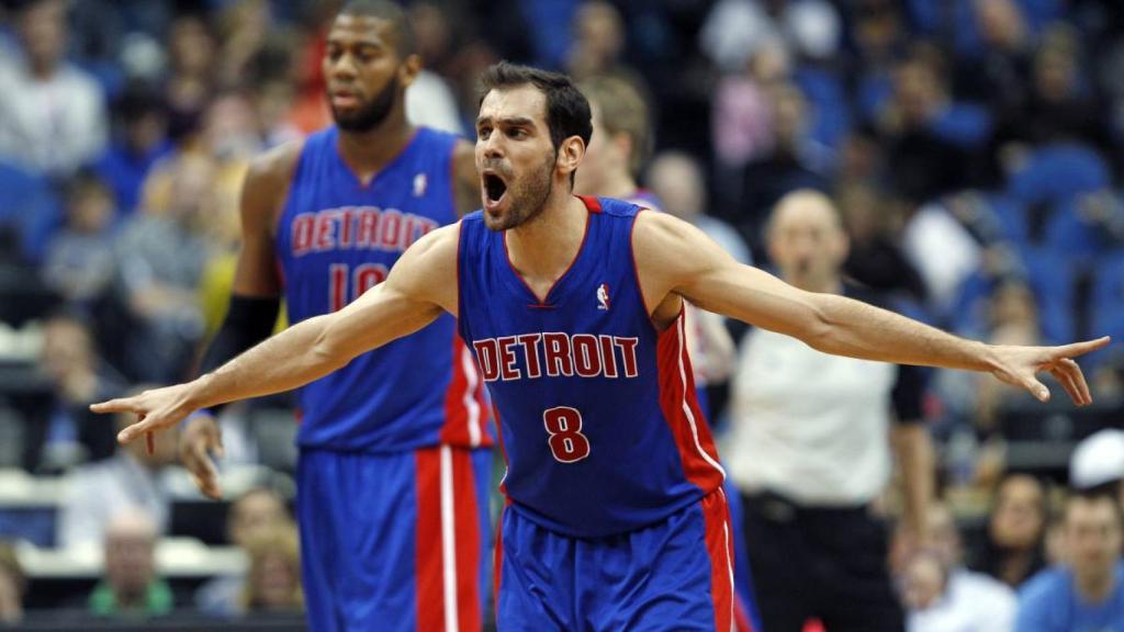 José Manuel Calderón, en un partido de los Detroit Pistons