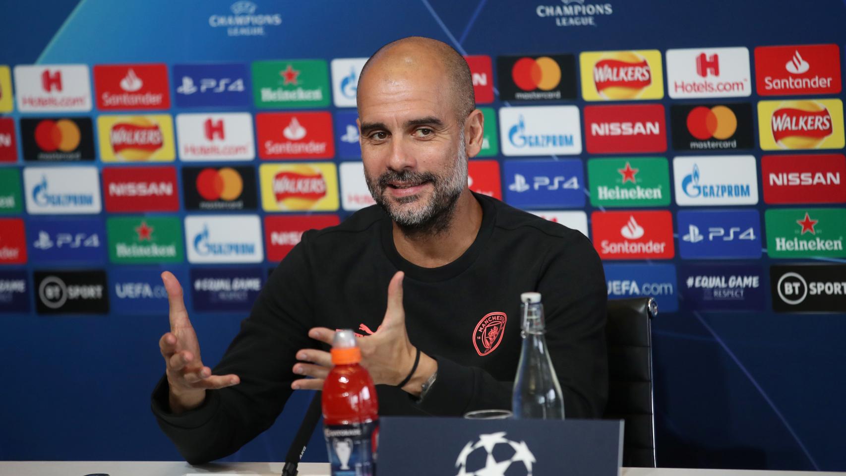 Pep Guardiola, en rueda de prensa antes de la Champions League