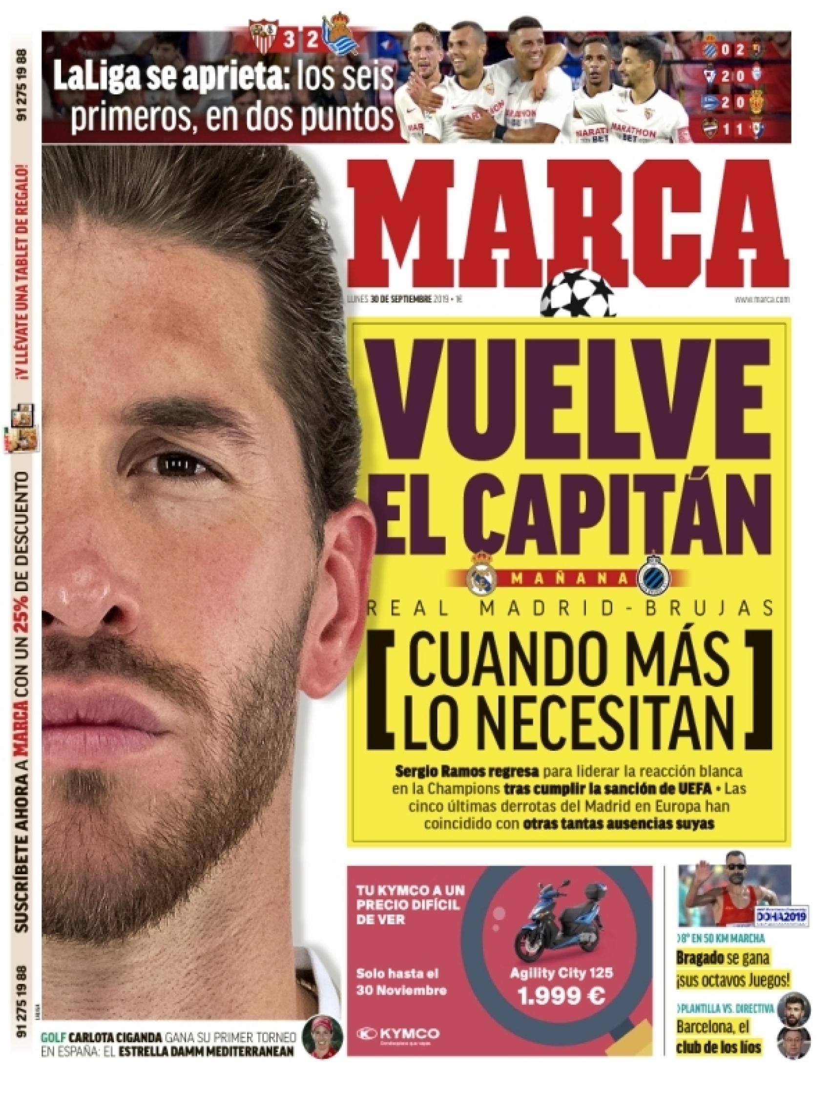 La portada del diario MARCA (30/09/2019)