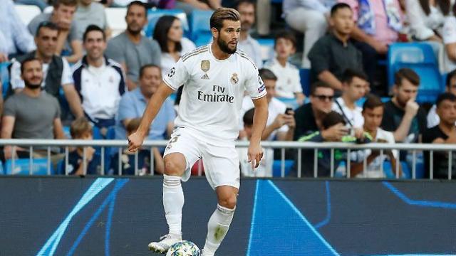 Nacho, en el partido del Real Madrid - Brujas de la Champions League