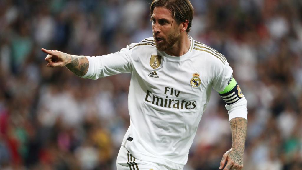 Sergio Ramos celebra su gol al Brujas