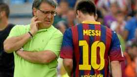 Messi y Tata Martino, en un partido del Barcelona