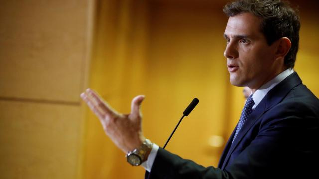 Albert Rivera, durante su comparecencia en la Asamblea de Madrid.