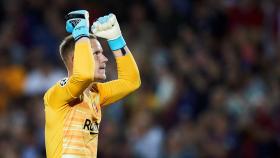 Ter Stegen celebra la victoria ante el Inter