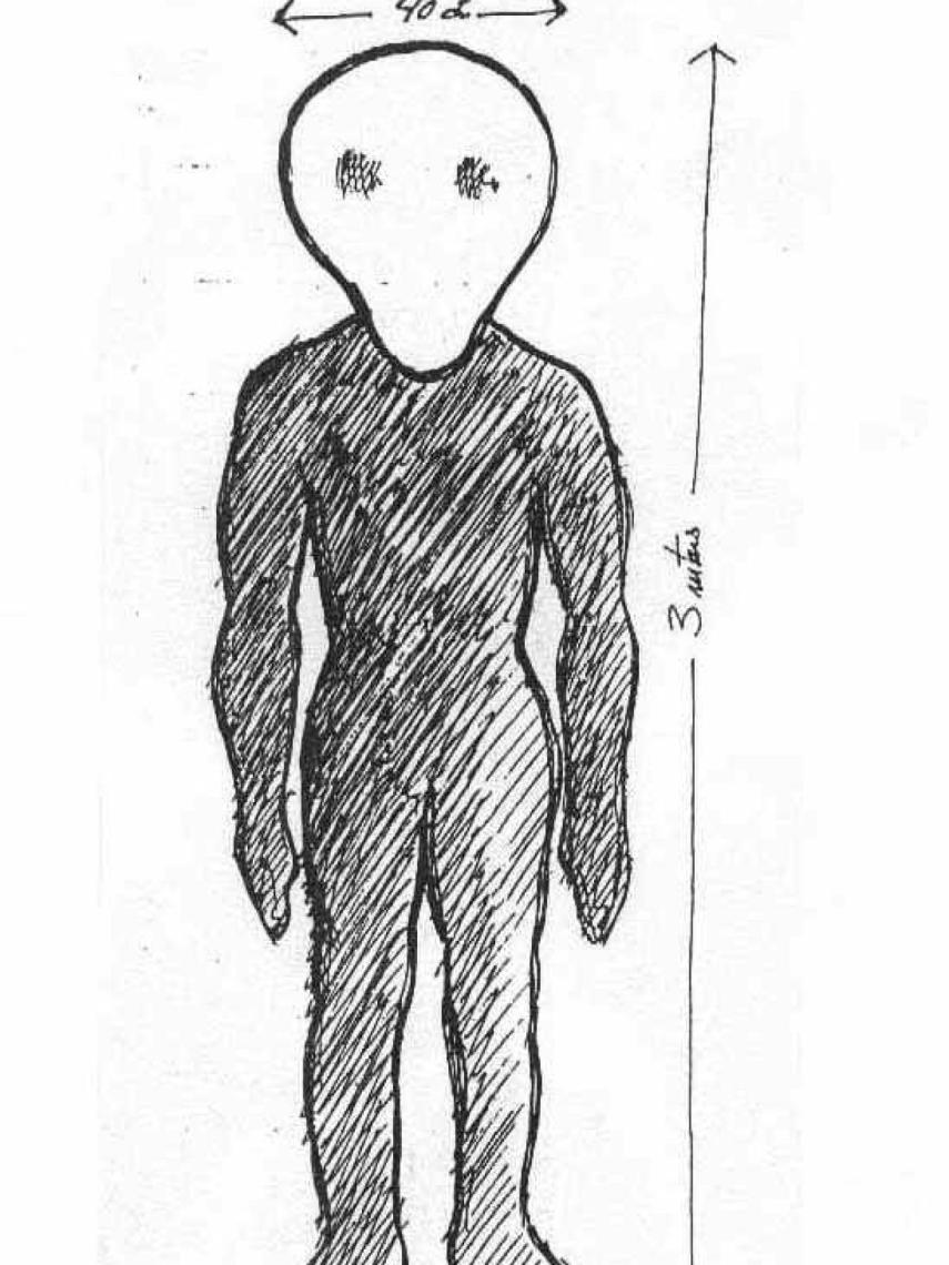 Dibujo de uno de los supuestos humanoides de Conil