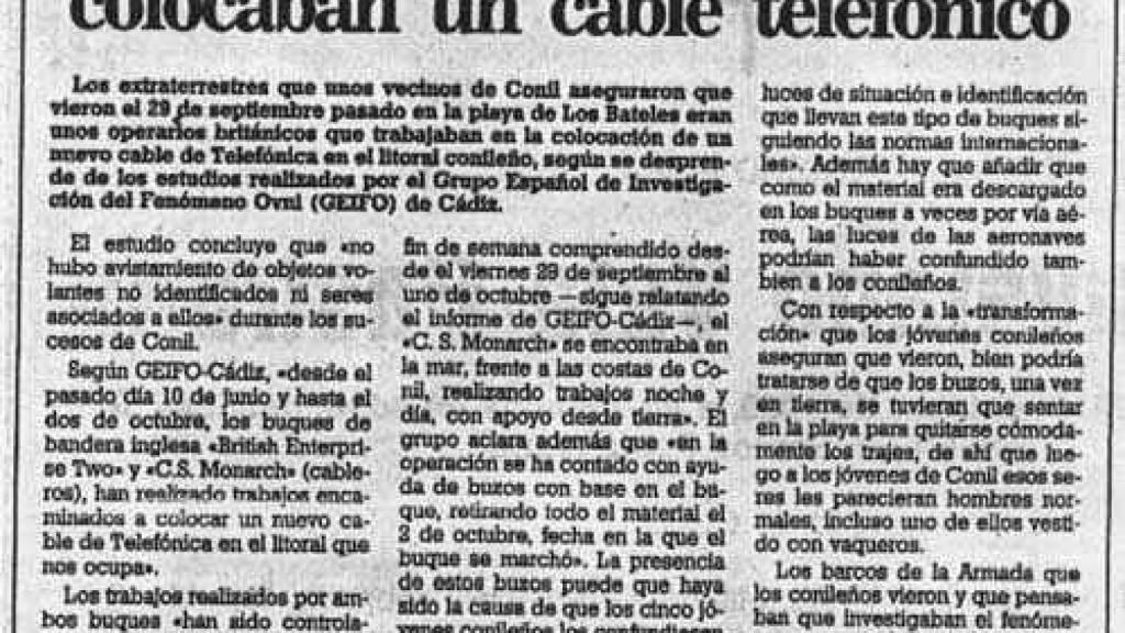 Explicación del Diario de Cádiz al supuesto avistamiento