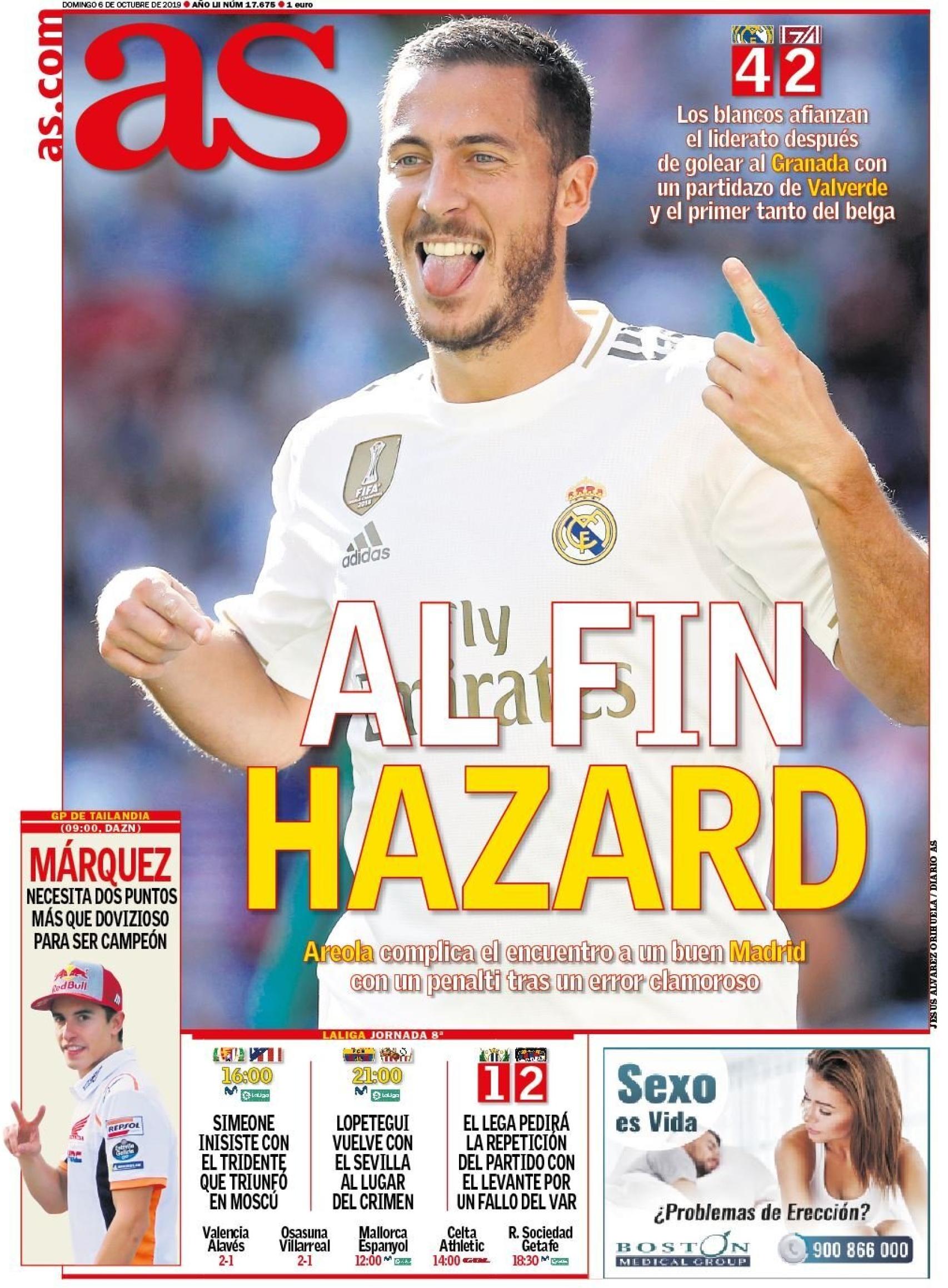 Portada del diario AS (06/10/2019)