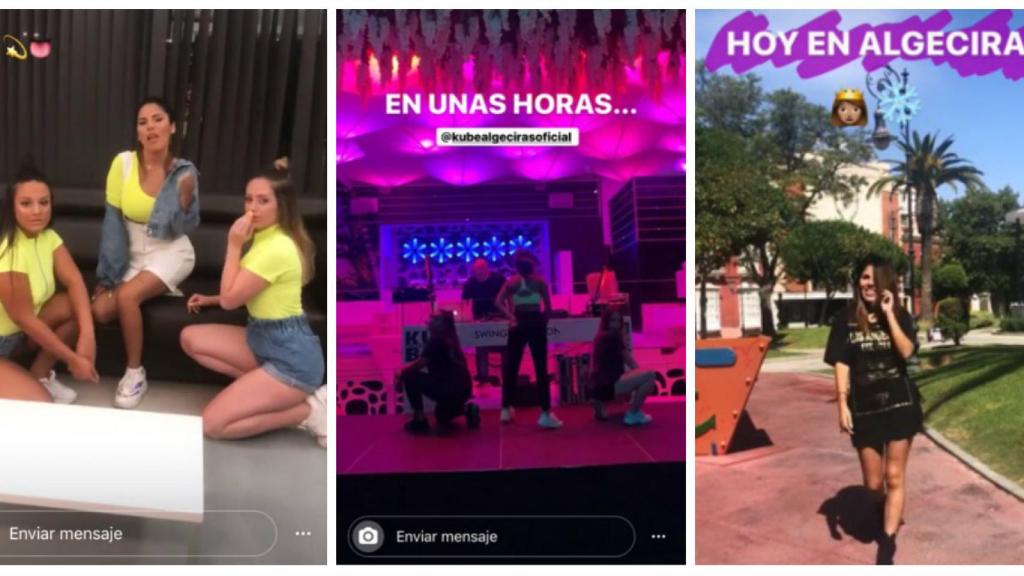 Isa Pantoja en tres momentos 'colgados' en su Instagram.