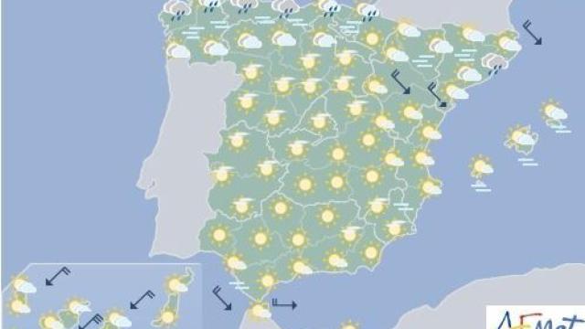 El mapa del tiempo para este domingo.