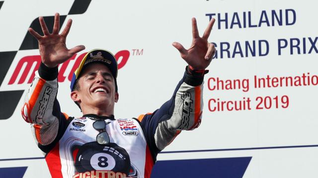 Marc Márquez celebra su octavo título de campeón del mundo