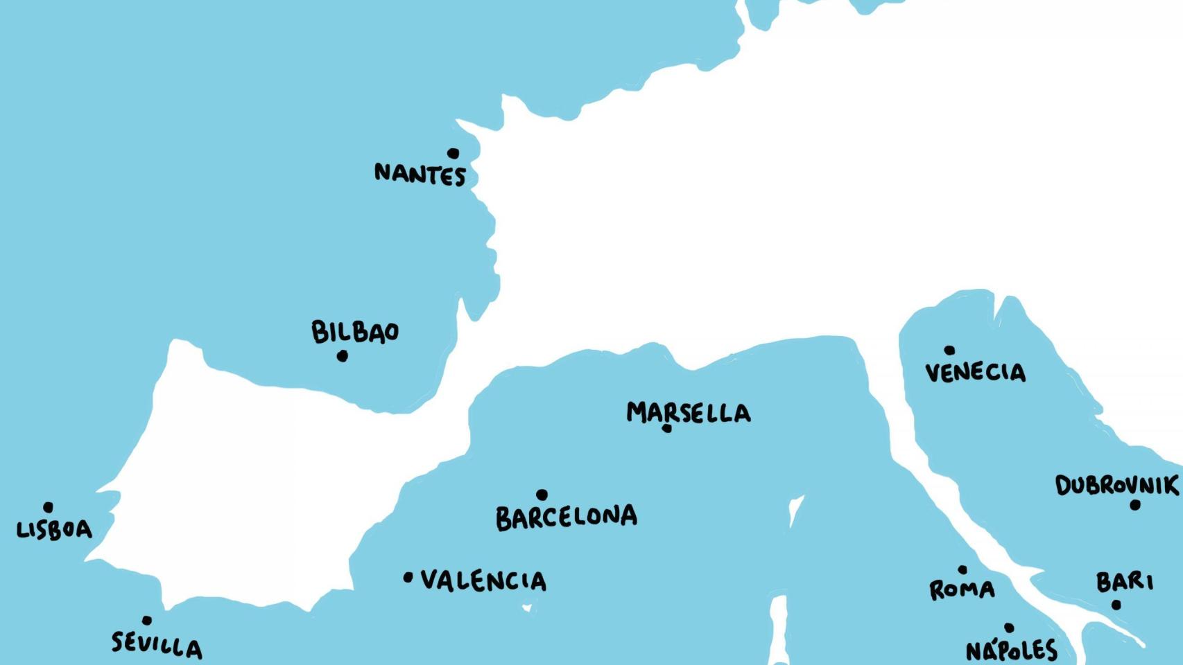 A Coruña desaparece en 2070 según un mapa que refleja el efecto del cambio climático