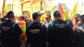 Imagen de archivo de una manifestación en Cataluña con banderas de España