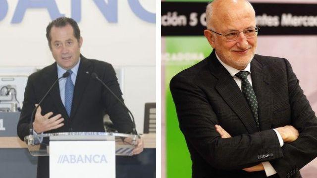 De izquierda a derecha, Juan Carlos Escotet Rodríguez, presidente de ABANCA; y Juan Roig, presidente de Mercadona.