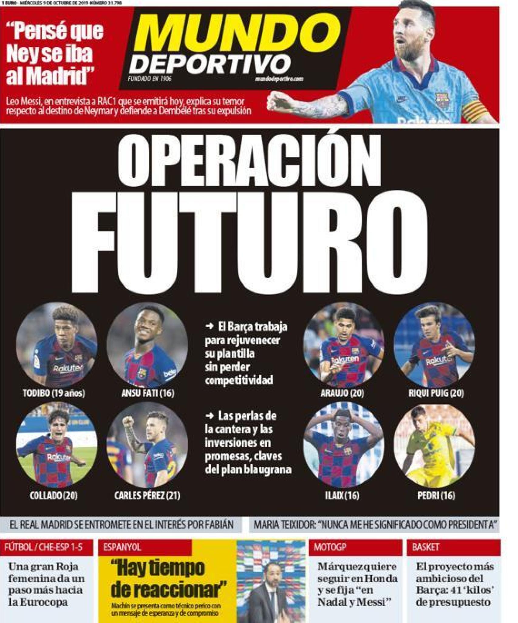 La portada del diario Mundo Deportivo (09/10/2019)