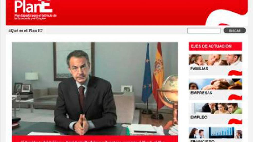Captura de la página web del Plan E del Gobierno Zapatero.