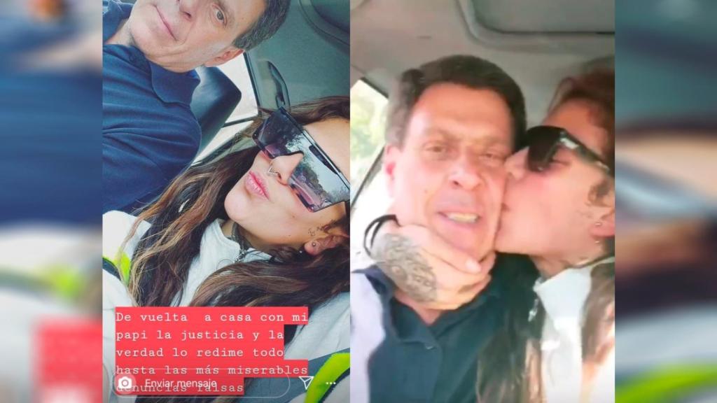 Juan Carlos Quer, con su hija Valeria a la salida de los juzgados de Majadahonda.